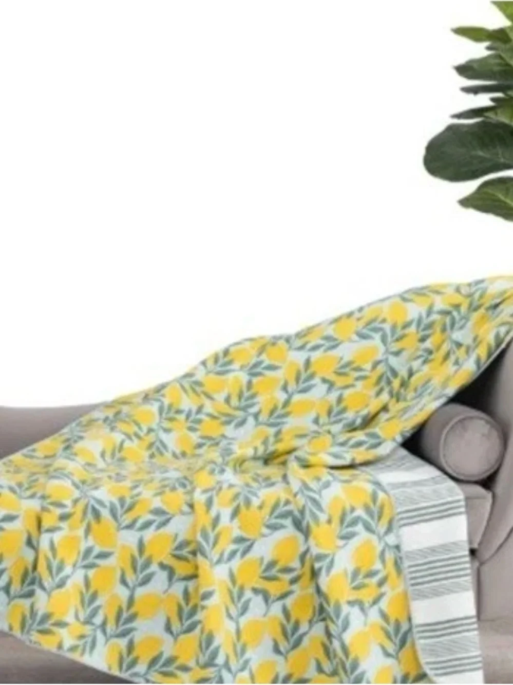 Berkshire Cotton Gauze Throw Blanket in Yellow Lemon & Green Leaf Print